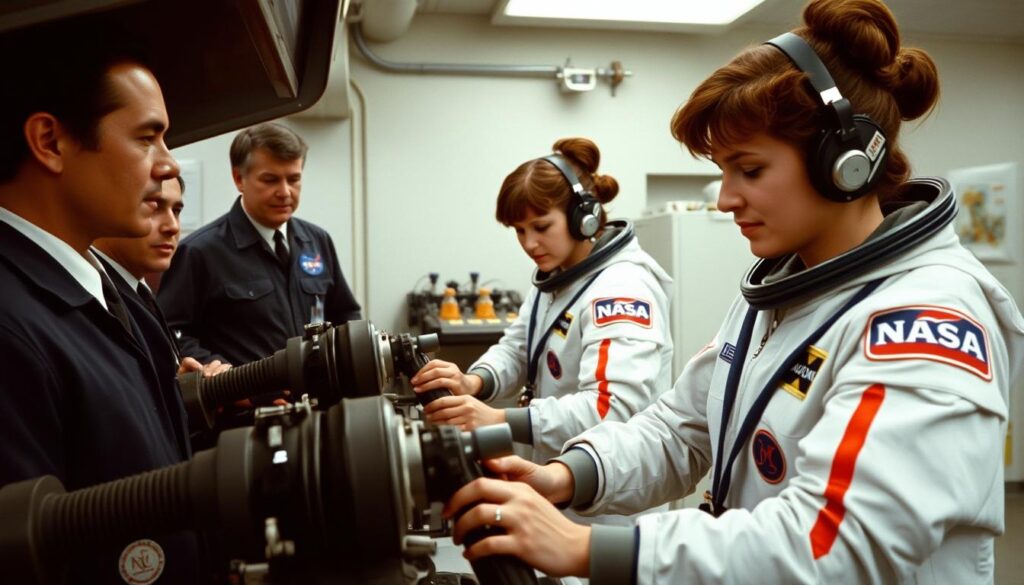 Female astronauts in 1980s NASA training, representing breaking gender barriers