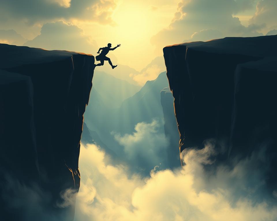 Illustration of Kierkegaard's concept of the leap of faith