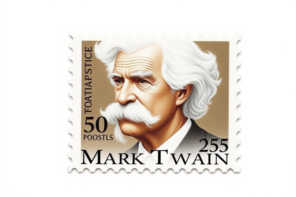 Mark Twain commemorative stamp issued by the US Postal Service