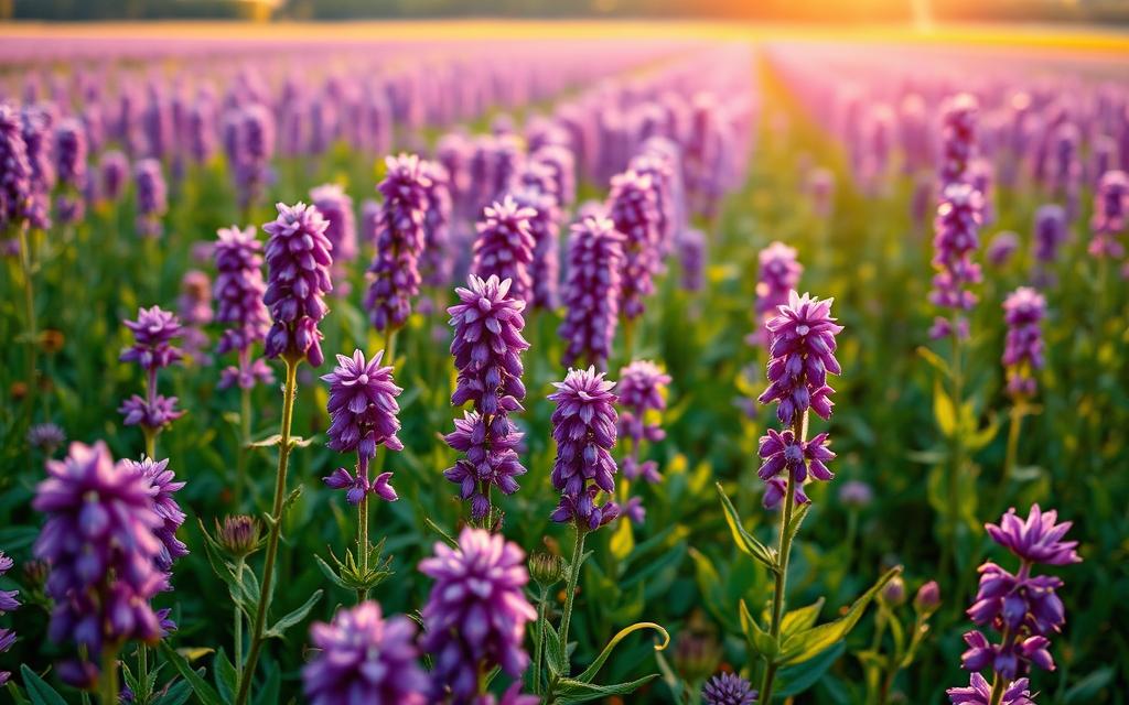 Purple flowers in a field representing The Color Purple by Alice Walker Purple flowers in a field representing The Color Purple by Alice Walker