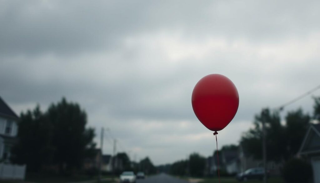 Red balloon floating - iconic symbol from IT by Stephen King
