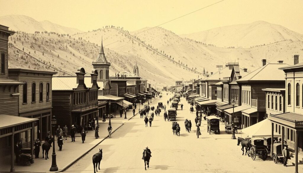 Virginia City, Nevada in the 1860s during the silver mining boom